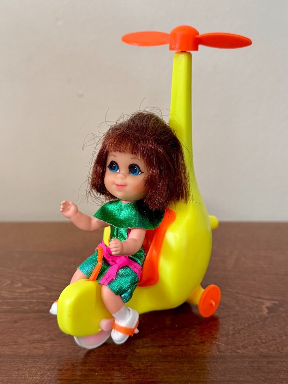 1960s Mattel Little Kiddles Doll & Helicopter Set